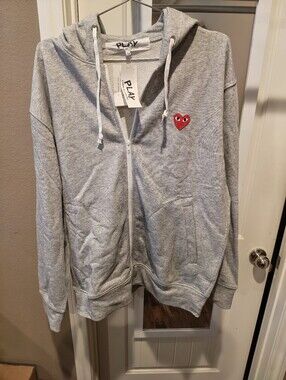 PLAY Comme des Garçons Gray Heart Full Zip Sweatshirt Jacket Size XL